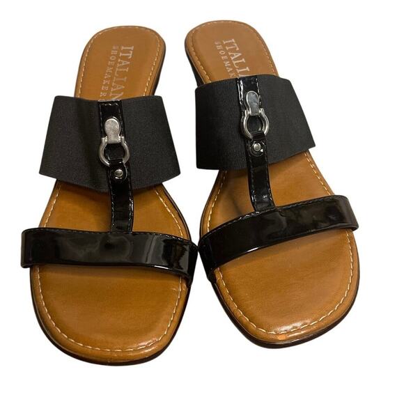 Italian Shoemakers Black Quiz Wedge Open Toe Sandal Women's Size 10 - Picture 3 of 7